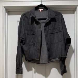 Lisa Todd Charcoal Gray Cropped Denim Shirt Jacket